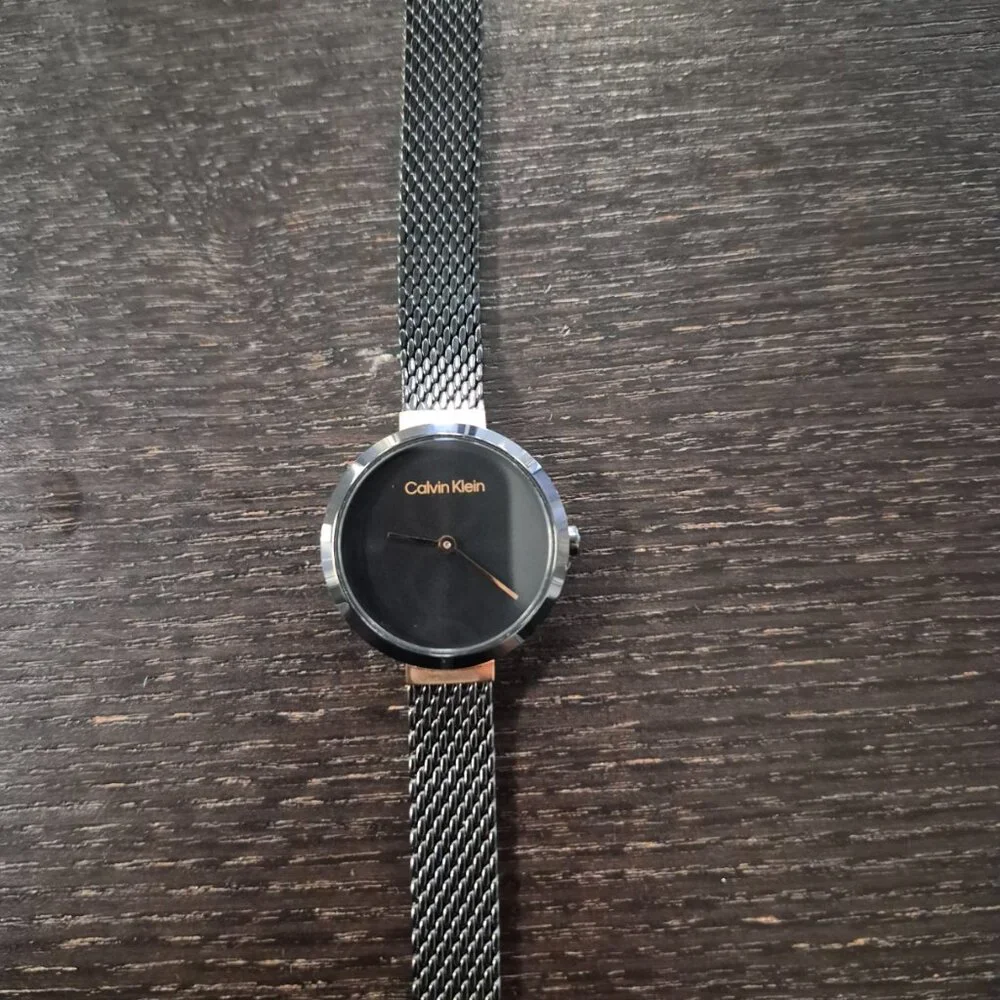 Calvin Klein Black Stainless Steel Mesh Bracelet Watch 28mm
